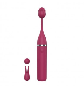 3 IN 1 Clitoral Tip Stimulator Vibrator (Chargeable - Red Rose)